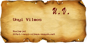 Unyi Vilmos névjegykártya
